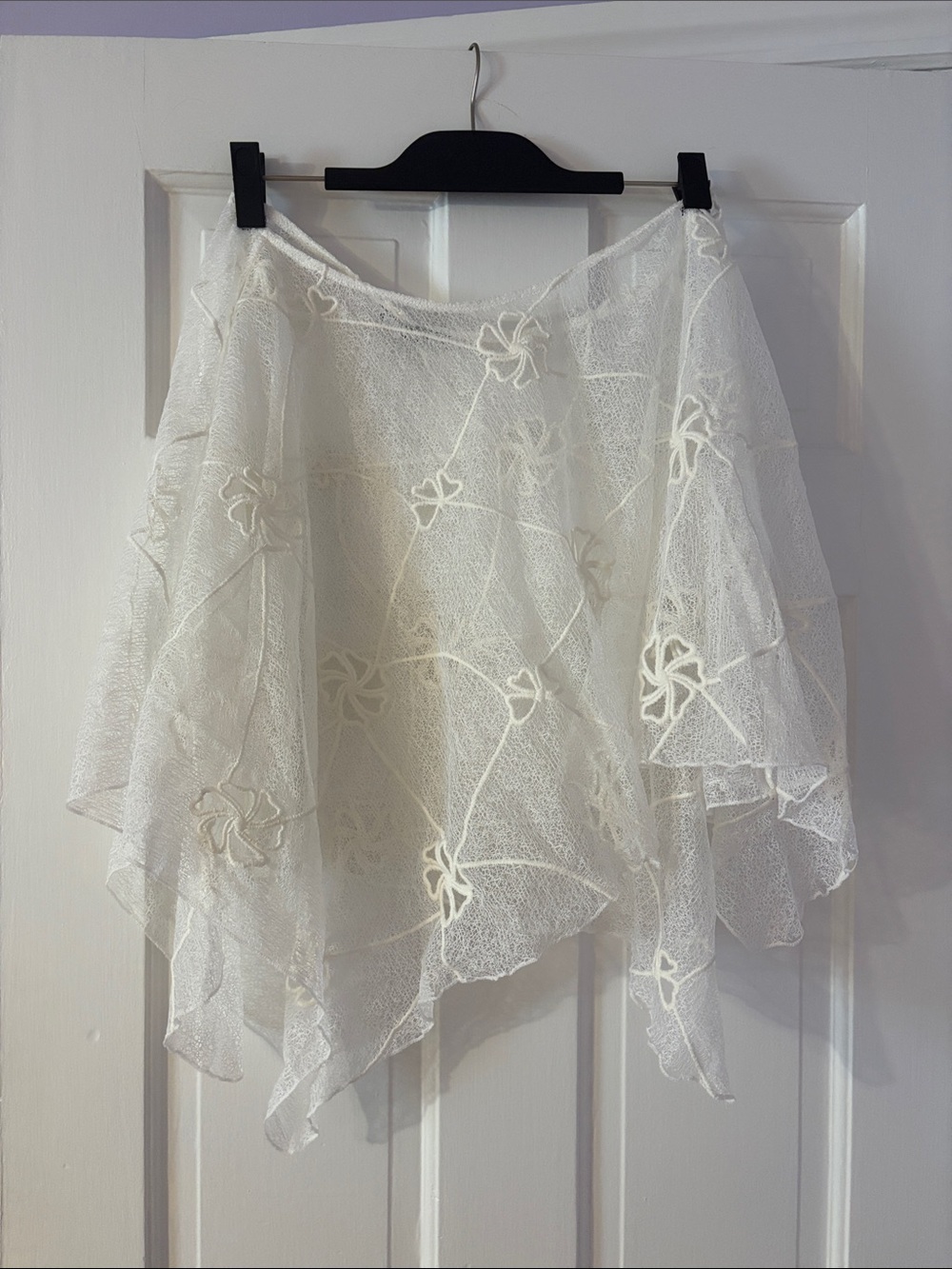 Mango - White Floral Lace Poncho
